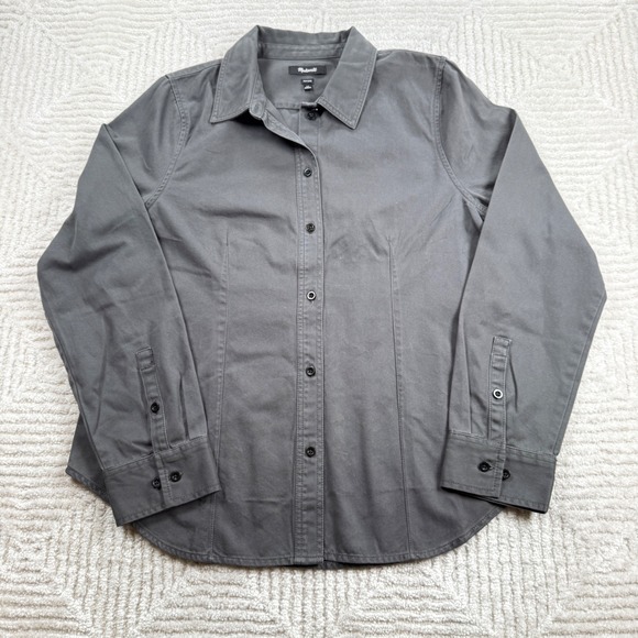 Madewell Tops - Madewell Fitted Button Shirt Womens 14 Gray Twill NO115 Work Minimalist Gorpcore